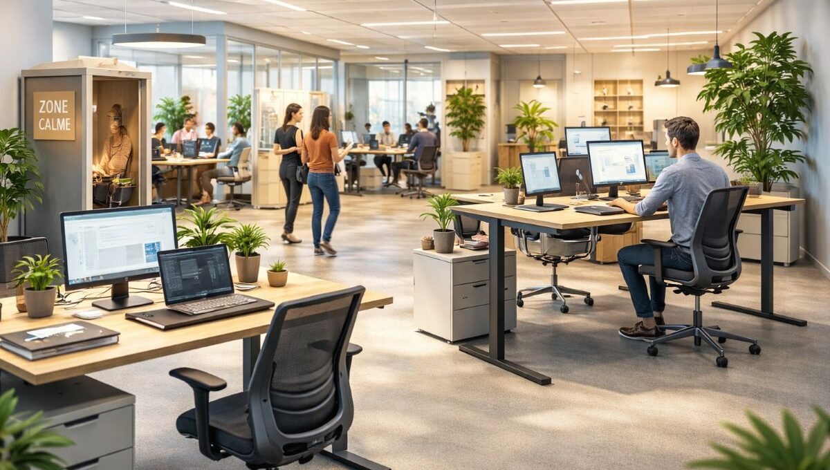 bureaux ergonomiques en open space