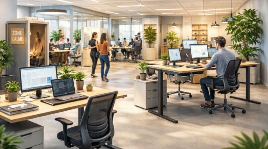 bureaux ergonomiques en open space